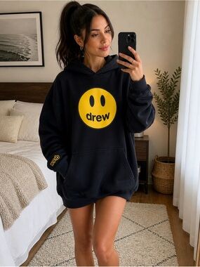Drew House Black Smiley Hoodie XS Oversized Justin Bieber Streetwear